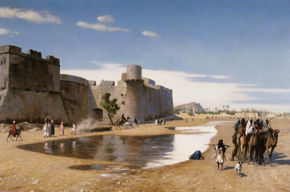 Eine Karawane vor einer Festung von Jean-Léon Gérome