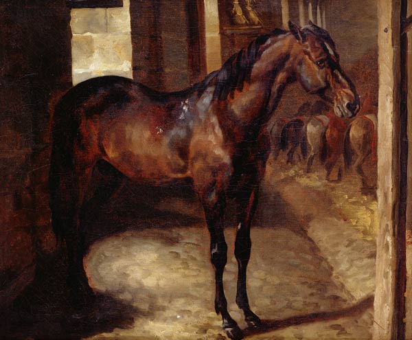 Dark Bay Horse in the stable von Théodore Géricault