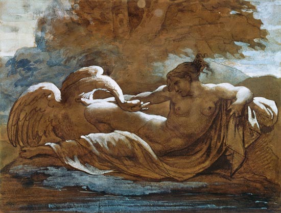 Leda and the Swan (black chalk and w/c) von Théodore Géricault