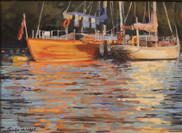 Salcombe Yachts, evening reflecions von Jennifer Wright