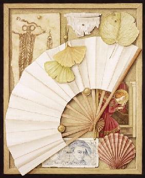 Trompe L''Oeil with Fan, 2005 (w/c on paper) 