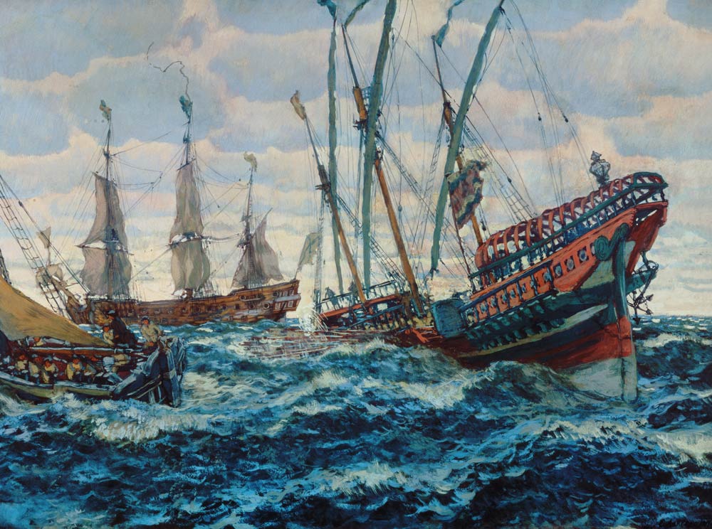 Schiffe des Zaren Peters des Grossen von Jevgeny Jevgenewitsch Lansere