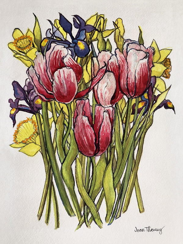 Tulips, Daffodils and Iris von Joan  Thewsey