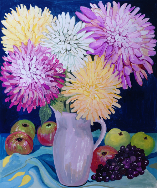 Autumn  Giant Dahlias and Fruit von Joan  Thewsey