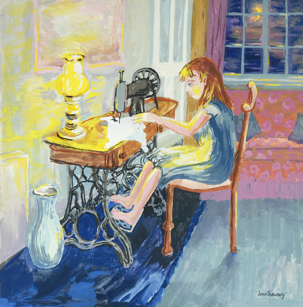 Girl Sewing von Joan  Thewsey