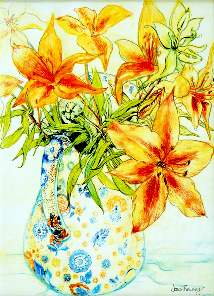 Orange Lilies in a Japanese Vase von Joan  Thewsey