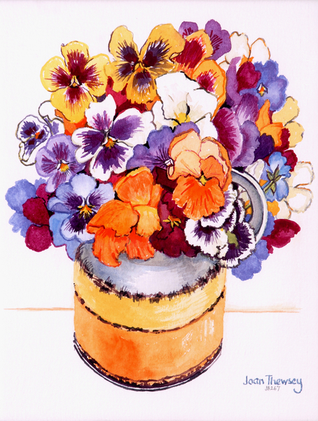 Pansies in a Midwinter Jug von Joan  Thewsey
