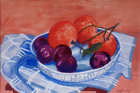 Plums and Mandarins in a dish