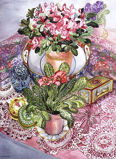 Primrose and Azalea (w/c)  von Joan  Thewsey