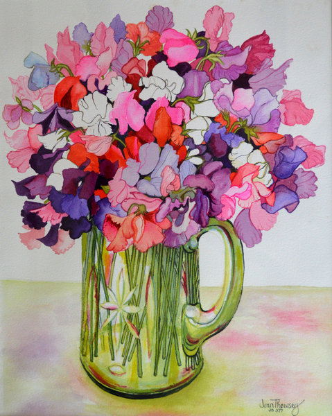 Sweet Peas in a Glass Jug von Joan  Thewsey