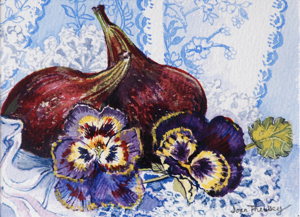 Two Figs with Pansies von Joan  Thewsey