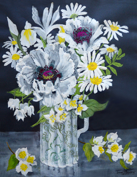 White Poppies, Marguerites and Philadelphus von Joan  Thewsey