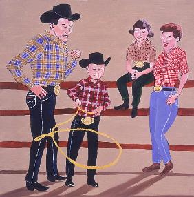 Cowboy Family, 2001 (oil & acrylic on panel) 
