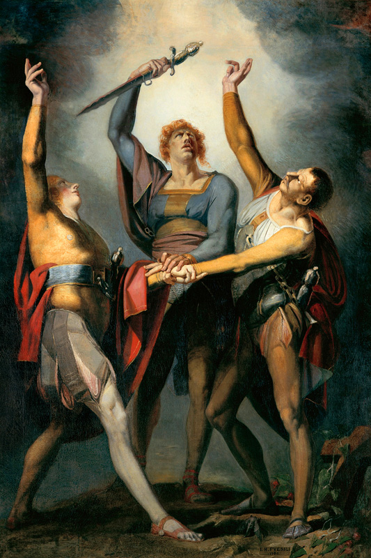 Die drei Eidgenossen beim Schwur auf dem Ruetli von Johann Heinrich Füssli