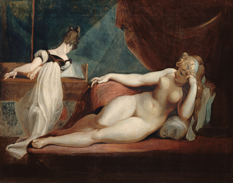 Nacktes Mädchen, einer Klavierspielerin zuhörend. von Johann Heinrich Füssli