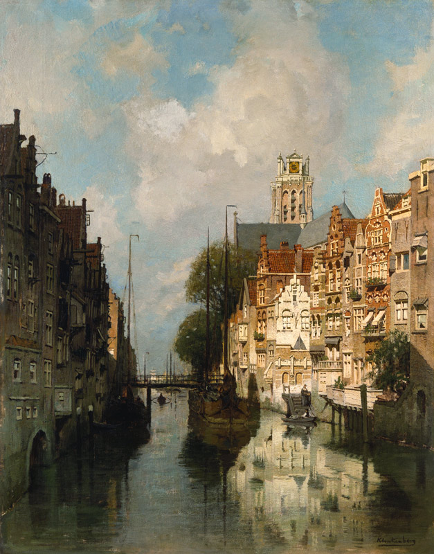 Ansicht des Voorstraathaven, Dordrecht. von Johannes Karel Christian Klinkenberg