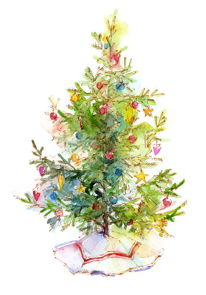 Christmas tree with skirt von John Keeling