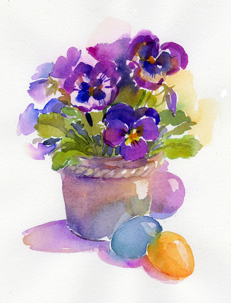 Pansies with Easter eggs von John Keeling