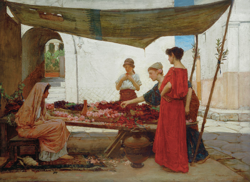 J.W.Waterhouse / A Flower Stall / 1880 von John William Waterhouse