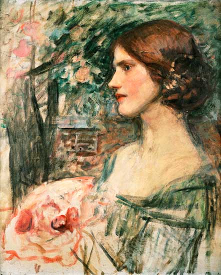 Portrait of a lady in a green dress von John William Waterhouse