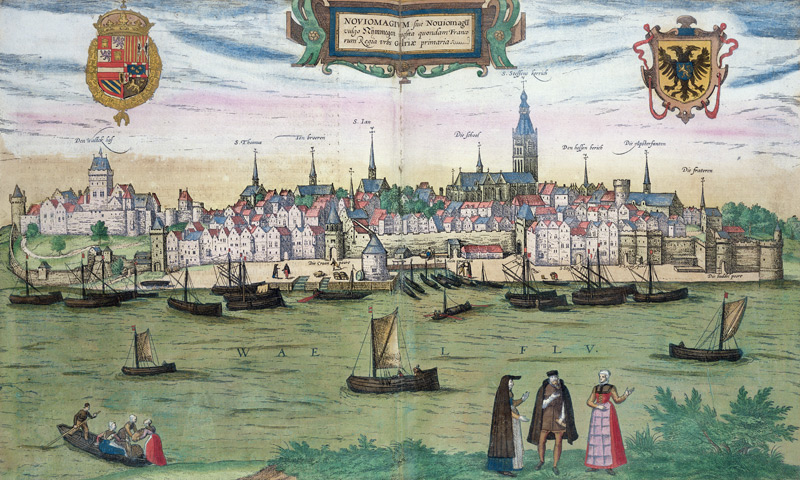 Map of Nijmegen, from 'Civitates Orbis Terrarum' by Georg Braun (1541-1622) and Frans Hogenburg (153 von Joris Hoefnagel