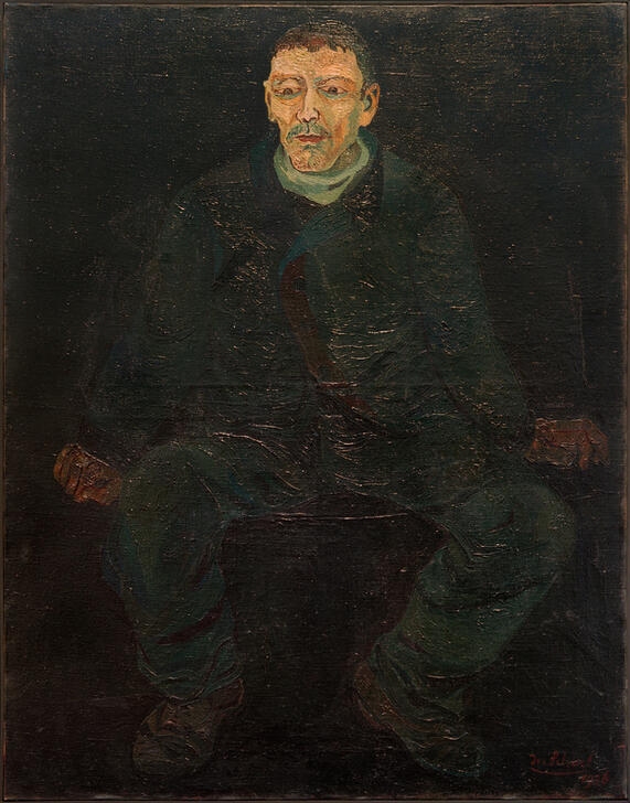 Sitting man in blue suit von Josef Scharl