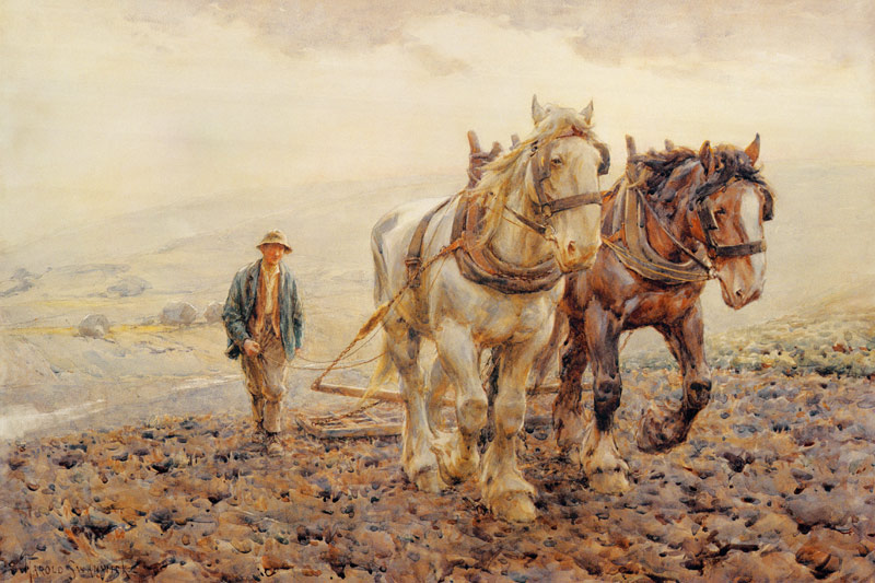 Harrowing on the South Downs near Willmington, Sussex, on von Joseph Harold Swanwick