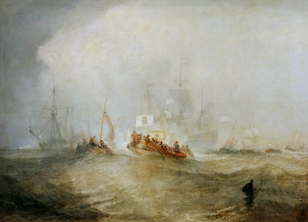 Willhelm III., Prinz von Oranien, landet nach einer stürmischen Überfahrt am 4. November 1688 in Tor von William Turner