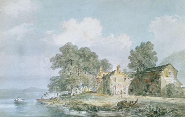 Ein Farmhaus an einem See im Lake District von William Turner