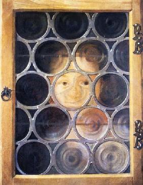 Trompe L'Oeil of a Boy's Face through a Window