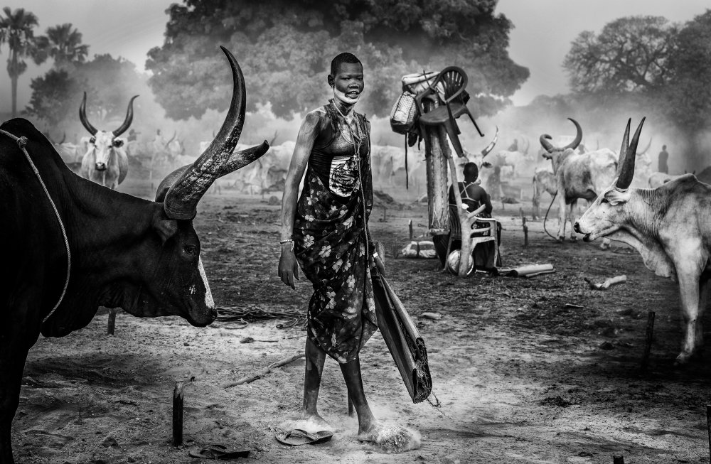 A scene of life in a mundari cattle camp. von Joxe Inazio Kuesta Garmendia