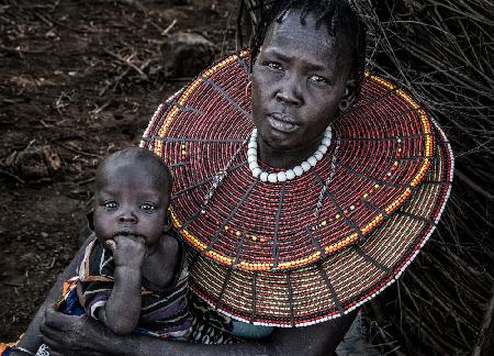 Pokot tribe woman and her child -Kenya