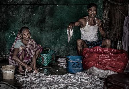 Selling fish in the streets of Bangladesh