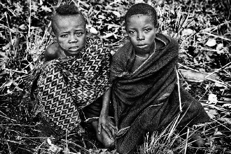 Two surma tribe boys - Ethiopia