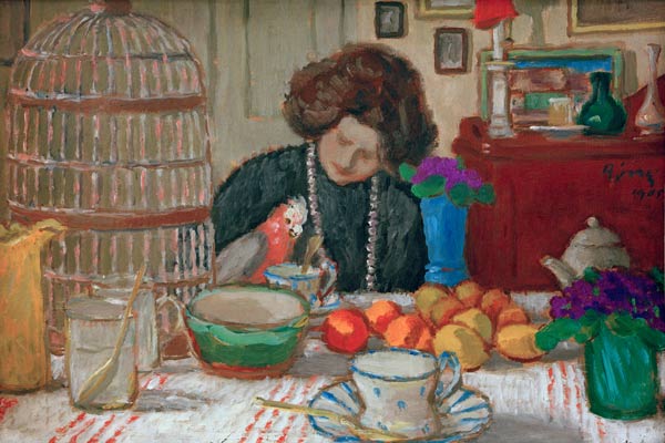 Lazarine mit Papagei von József Rippl-Rónai