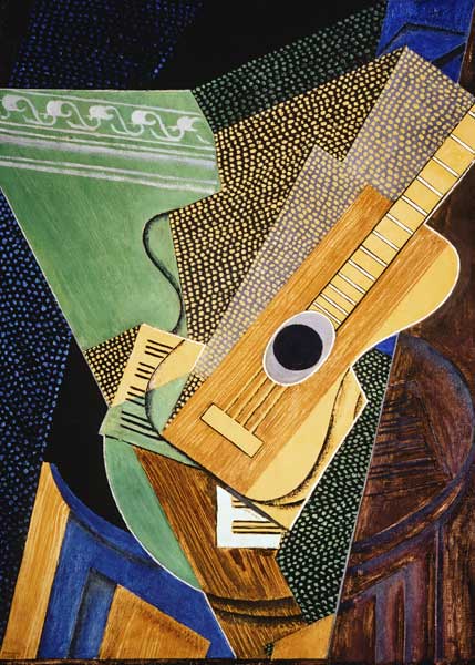 Gitarre auf einem Tisch. von Juan Gris