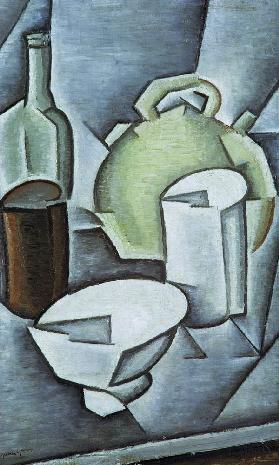 Still Life with a Bottle of Wine and an Earthenware Water Jug, 1911 (oil on canvas)