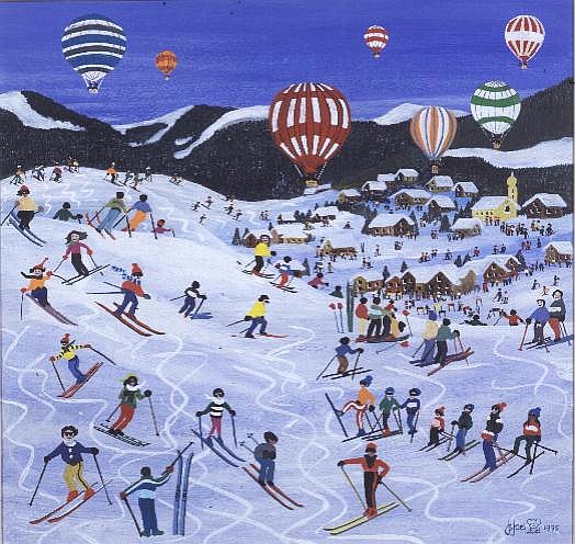 Ballooning over the piste, 1995 (w/c)  von Judy  Joel