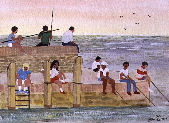 Twilight Fishing, 1988 (w/c)  von Judy  Joel