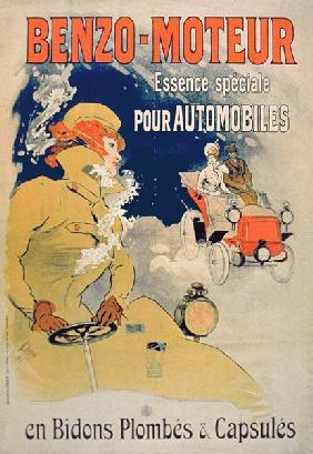 Poster advertising 'Benzo-Moteur' Motor Oil Especially for Automobiles
