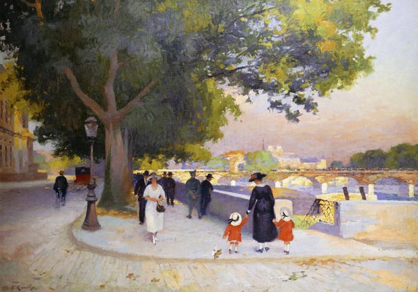 Le Quai du Louvre. von Jules Ernest Renoux