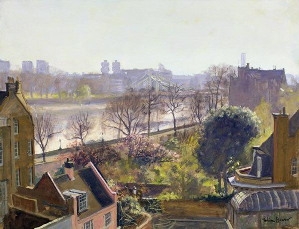 Chelsea Embankment from the Physic Garden (oil on canvas) 