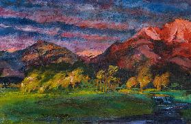 Vorgebirgslandschaft im Abendrot