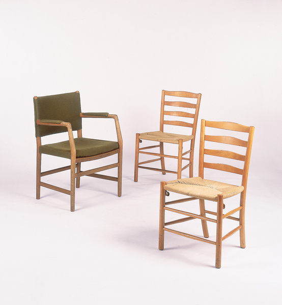 Pair of side chairs and an armchair von Kaare Klint