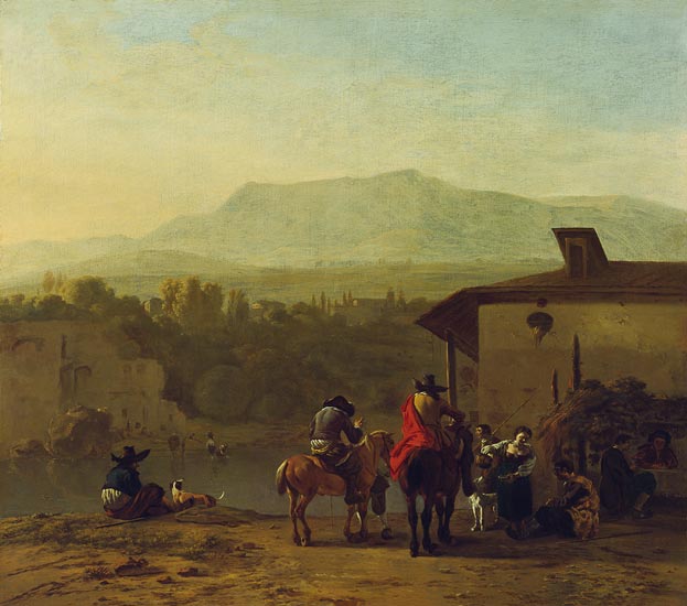 Rast vor einem italienischen Wirtshaus. von Karel Dujardin