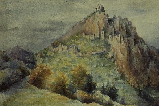 Hillarion Crusader Castle, Cyprus (w/c on paper)  von Karen  Armitage