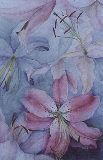 Star Gazer, Pink Auratum Lilies  von Karen  Armitage