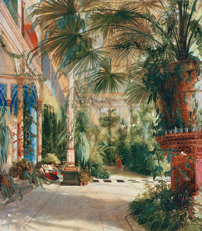 Das Innere des Palmenhauses auf der Pfaueninsel von Carl Eduard Ferdinand Blechen