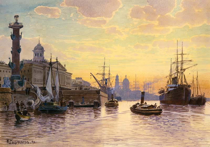 Abendstimmung über der Newa (Sankt Petersburg) von Karl Eduardowitsch Geftler