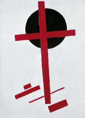 Rotes Kreuz auf schwarzem Kreis